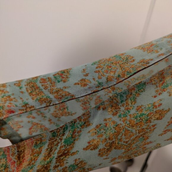 Anthropologie Maeve "Cleome" Turquoise Ombre Silk Open Sleeve Shift Dress - Picture 5 of 11